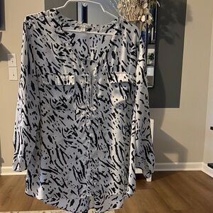 Cato Women's Black and White Patterned Top